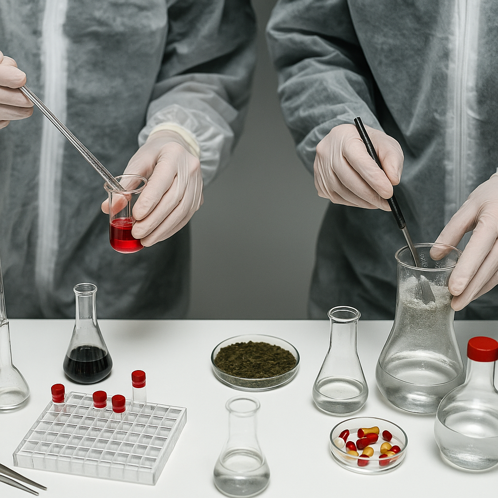 A picture showing the synthesis of CBD in the laboratory